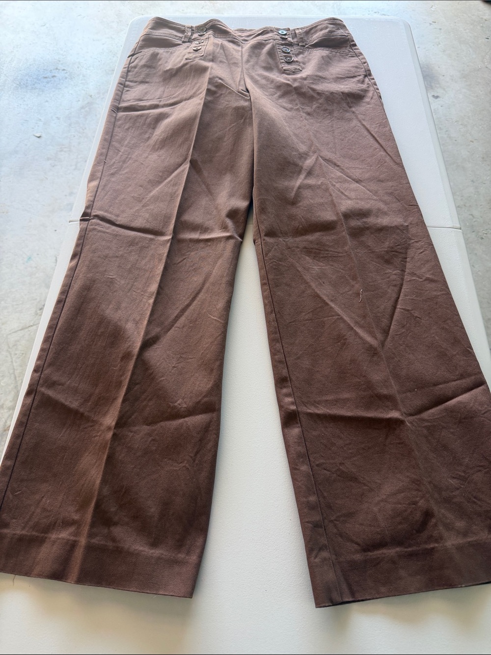 Woman’s New Directions Wide Leg Brown Button-Front Pants, Size 12